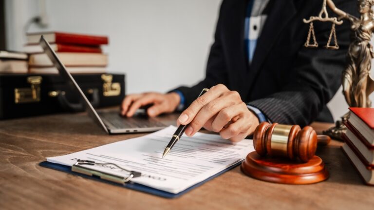 Lawyers meticulously read and check documents