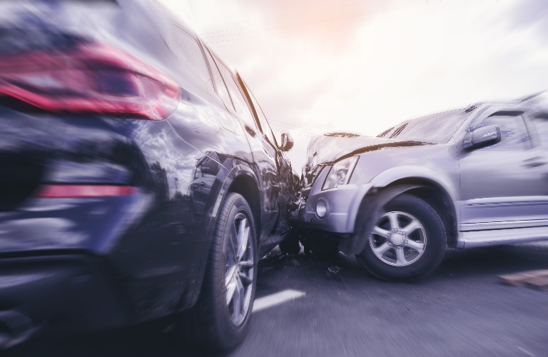 two cars crashed